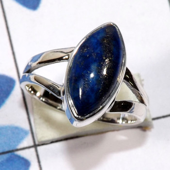 Lapis E - PSR846 - Lovely Plain Setting Ring With 925 Sterling Silver & Mu