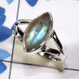 Labradorite Cab B - PSR845 - 925 Sterling Silver Plain Setting Ring With Geniune Gem