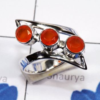 Carnelian cut E - RSS945 - Beautiful Designed & Lovely Geniune Gemstones Ring With