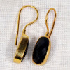 Black Onyx Cut A - BGE996-7x14mm Cushion Checker Cut Gemstone Gold Plated 18 crt 92