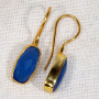 Blue Chalcedony B - BGE996-7x14mm Cushion Checker Cut Gemstone Gold Plated 18 crt 92