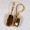 Smokey Quartz D - BGE996-7x14mm Cushion Checker Cut Gemstone Gold Plated 18 crt 92