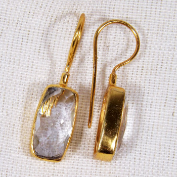 Crystal Quartz A - BGE995-8x16mm Cushion 18 crt Gold Plated 925 Silver Vermeil Hand
