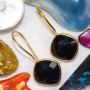 Black Onyx Cut D - BGE992-10MM Cushion Beautiful Earrings 925 Sterling Silver 18 Cr