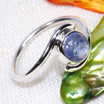 Tanzanite cab G - BDR995-7x7MM Round Geniune Gemstones Indian Factory Made Rings W