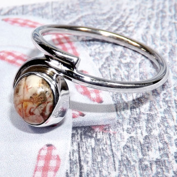 Rosetta Jasper C - BDR983-7x7mm Round Shape Natural Gemstones Rings of 925 Sterling