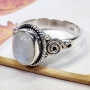 Rainbow Moonstone F - BDR976-Indian Factory Made Designed Rings 9X7MM Oval With 925 St