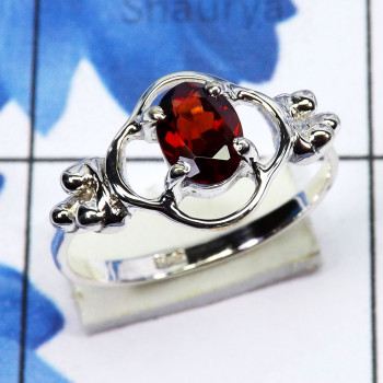Garnet Cut B - SCR885-Beautiful Casting Rings of 925 Sterling Silver & Natural