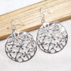 Plain Silver Earring H - PCJ993-New Round Flower Designed Earrings With 925 Sterling Silv