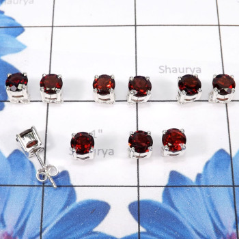 5pairs Garnet Cut B - SSE898-5Pairs Wholesale 6mm Round Shape Stud Earrings With Multi