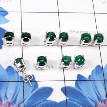 5pairs Malachite D - SSE898-5Pairs Wholesale 6mm Round Shape Stud Earrings With Multi