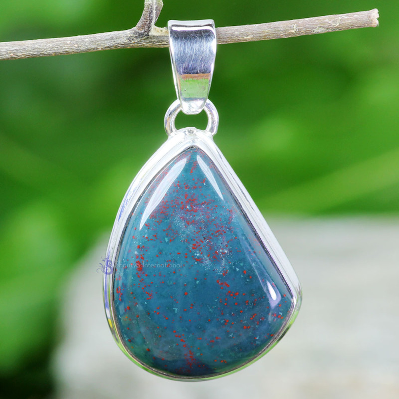 BLOOD AGATE A - BLD994- NATURAL BLOOD AGATE GEMSTONE PENDANTS WITH 925 STERLING