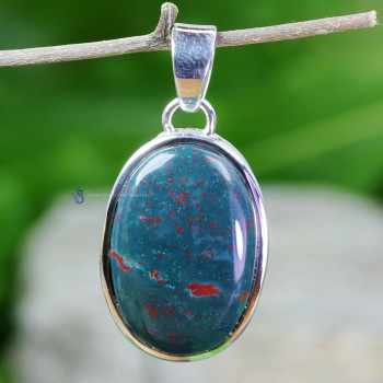 BLOOD AGATE A - BLD993- BLOOD AGATE GEMSTONE TRENDY PENDANTS WITH 925 STERLING S