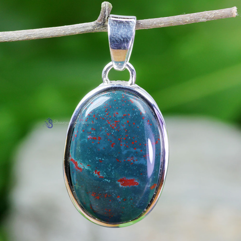 BLOOD AGATE A - BLD993- BLOOD AGATE GEMSTONE TRENDY PENDANTS WITH 925 STERLING S