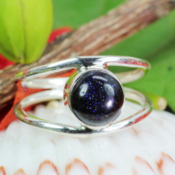 Blue Sand Stone F - RSS937- LOVELY DESIGNER SINGLE GEMSTONE RINGS MADE IN 925 STERLI