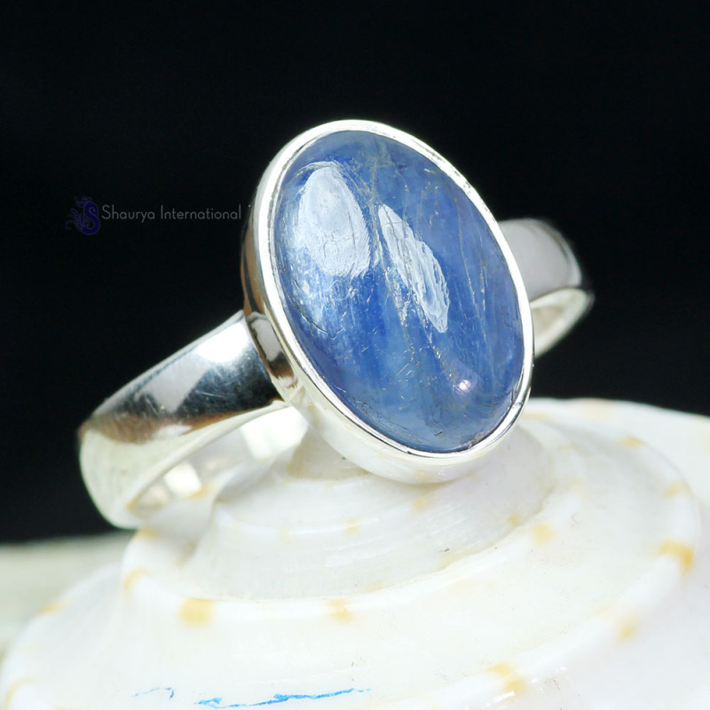 KYNITE CAB D - PSR837- NATURAL KYNITE CAB GEMSTONE PLAIN SETTING RINGS MADE IN