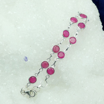 PINK RUBY CORUNDUM F - SBB912- NATURAL GEMSTONE BEAUTIFUL DESIGNER BEJAL BRACELET MADE