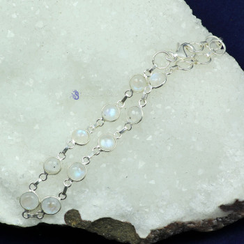 RAINBOW MOONSTONE F - SBB910- NEW BEJAL NATURAL CAB GEMSTONE TRENDY BRACELET MADE IN 9