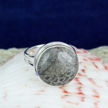 BLACK CORAL E - PSR827- 925 STERLING SILVER SEMIPRECIOUS GEMSTONE RINGS MADE IN