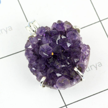 AMETHYST DRUZY A - FSP963-BEAUTIFUL FREE SIZE PENDANT AMETHYST DRUZY GEMSTONE WITH 