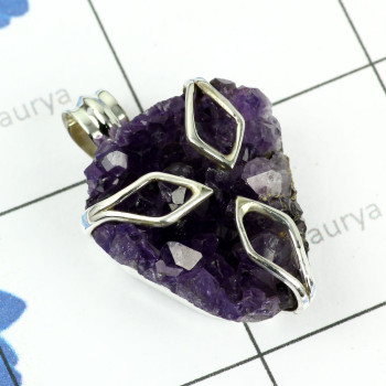 AMETHYST DRUZY B - FSP963-BEAUTIFUL FREE SIZE PENDANT AMETHYST DRUZY GEMSTONE WITH 
