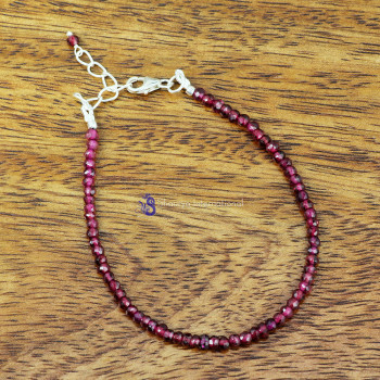 GARNET D - BBS999- NATURAL GEMSTONE BEADS NEW DESIGNED BRACELETS WITH 925 S