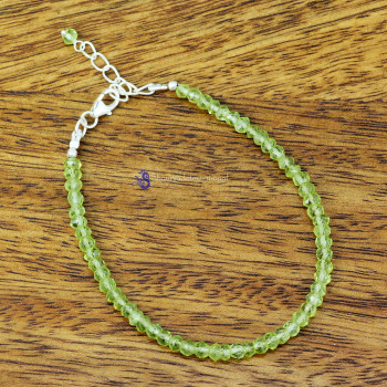 PERIDOT E - BBS998- EXCLUSIVE NATURAL GEMSTONE BEADS BRACELETS MADE IN 925 S
