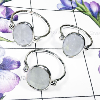 RAINBOW MOONSTONE 3 PCS B - SBP890- HANDMADE BEAUTIFUL 3 PCS BEZEL RINGS SET WITH NATURAL GE
