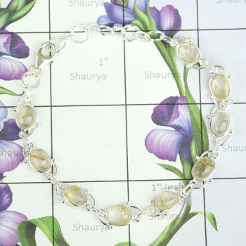Golden Rutile B - SBB901-Nice Looking Designer Bezal Bracelets of 925 Sterling Sil