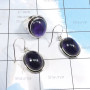 2Pcs Amethyst Cab F - CBS978-Wholesale 2 Pcs Multi Cab Stone Ring & Earring Set With 9