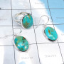 2Pcs Blue Turquoise A - CBS976-Beautiful Ring Earring Wholesale 2Pcs Set of Multi Cab Ge