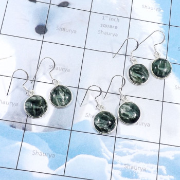 3Pairs Seraphinite O - SBP887-Special Bezel Pack of Wholesale 3Pairs Bezel Earrings Wit