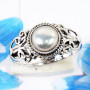 Pearl Cab D - RBS966-925 Sterling Silver Glamorous Handmade Designer Fancy Rin