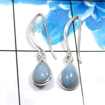 Blue Opal E - BZE805-925 Sterling Silver Dazzling Fashionable Bezel Earrings W
