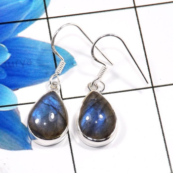 Labradorite Cab D - SPE903-Amazing 925 Sterling Silver Factory Handmade Earrings
