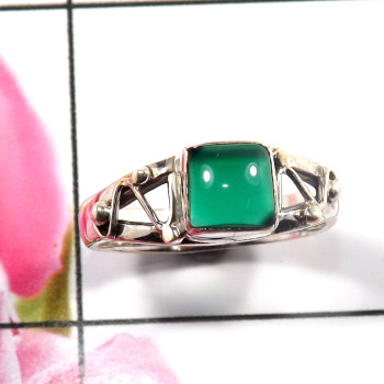 Green Onyx O - RBS912-Fabulous Light Weight 925 Sterling Silver Baby Rings Whol