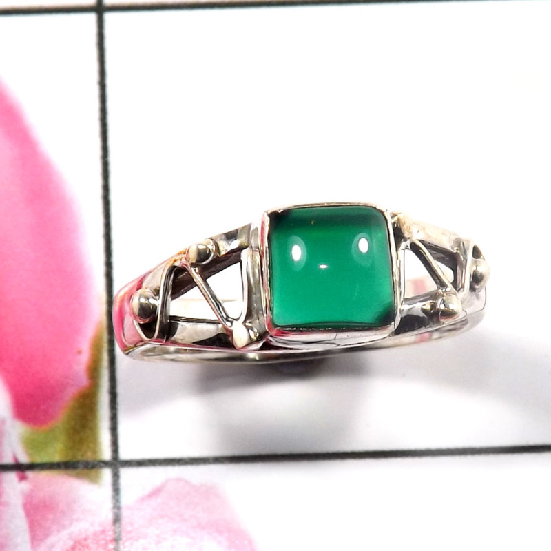 Green Onyx O - RBS912-Fabulous Light Weight 925 Sterling Silver Baby Rings Whol