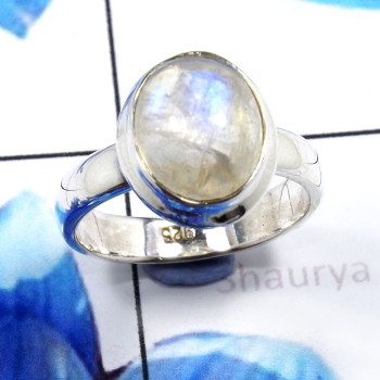 Rainbow Moonstone B - PSR775-Sparkling Blue Fire Rainbow Moonstone Rings 925 Sterling