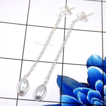 Pearl I - BZE757-Stylish Handmade Light Weight Earrings 925 Sterling Silve