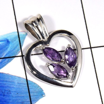 Amethyst Cut A - WHS997-925 Sterling Silver Dazzling Amethyst Cut Designer Handma