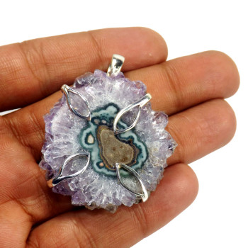 Amethyst Stalactite B - SSH998-Glorious Amethyst Stalactite Company Made Pendants 925 St