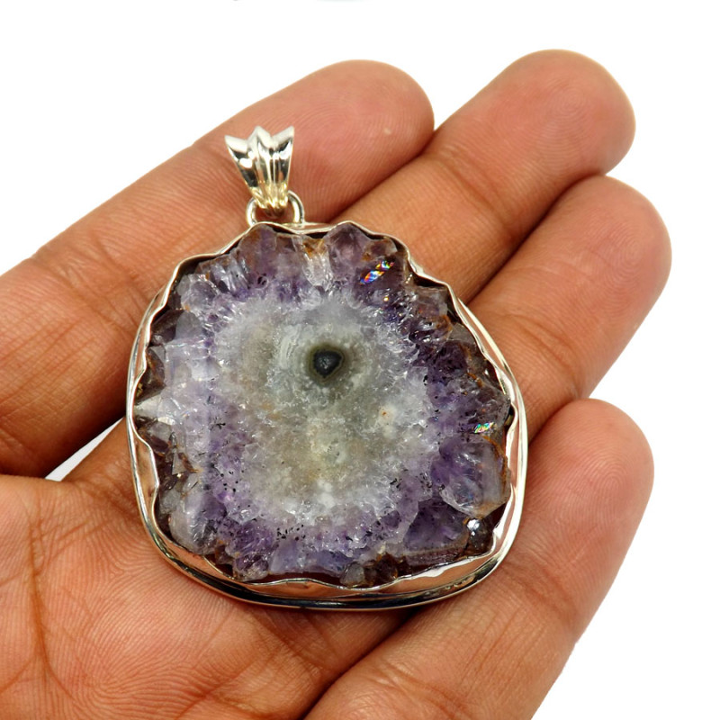 Amethyst Stalactite C - SSH998-Glorious Amethyst Stalactite Company Made Pendants 925 St