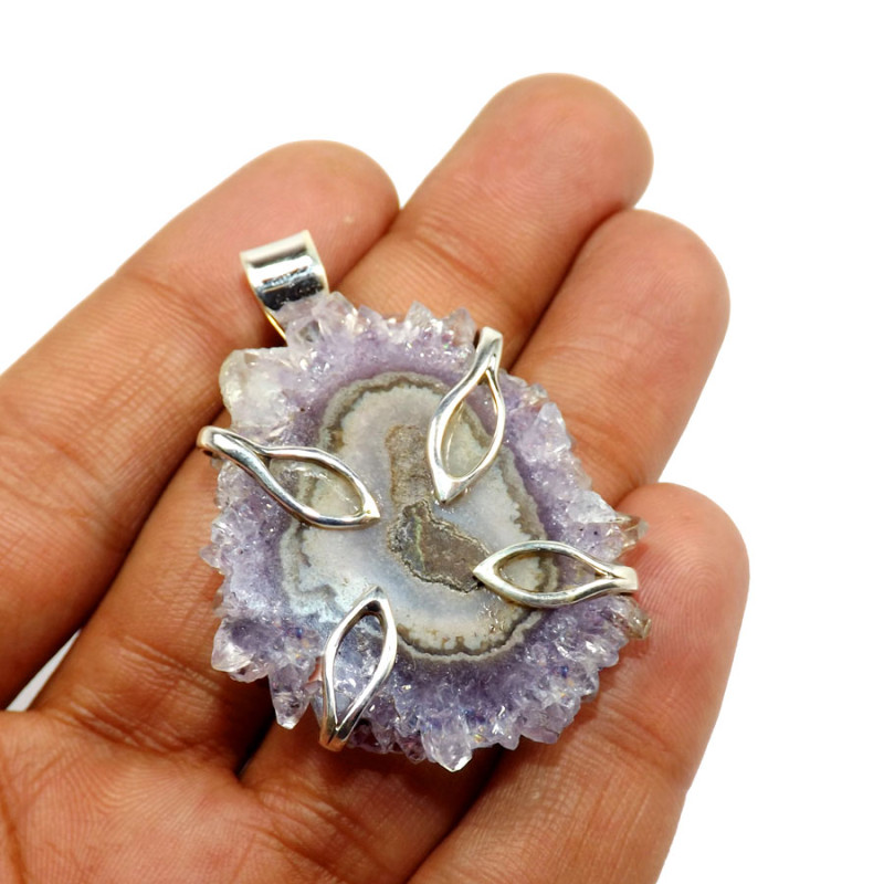 Amethyst Stalactite F - SSH998-Glorious Amethyst Stalactite Company Made Pendants 925 St