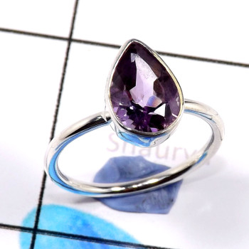 Amethyst Cut F - WHS992-Glamorous Trendy Look Amethyst Cut Rings 925 Sterling Sil