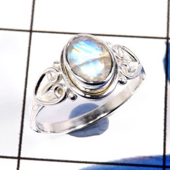 Rainbow Moonstone C - RBS898-Amazing Rainbow Moonstone Designer Baby Rings 925 Sterlin