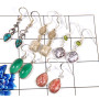 Blue Copper Turquoise,Fossil Coral,Green Onyx,Rhodochrosite F - WHS988-Amazing 5 Pair Handmade Christmas Offer Earrings 925 Ster