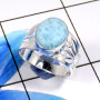 Larimar Cab D - SCR844-Dazzling Christmas Special Designer Casting Rings 925 Ste