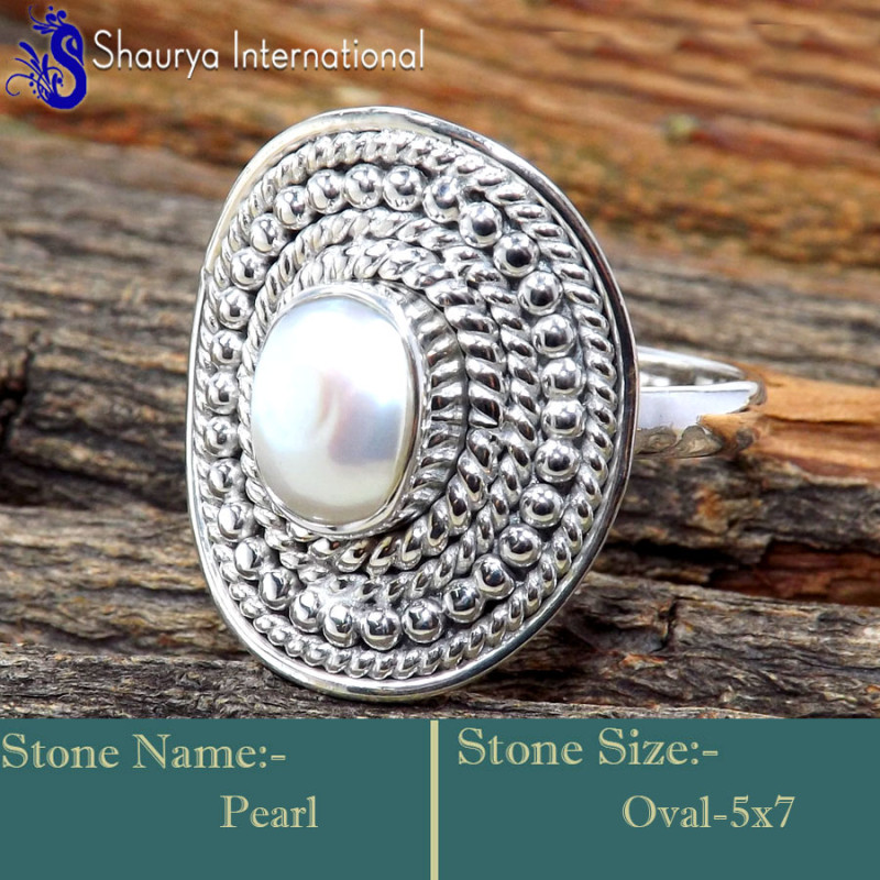 Pearl J - RSS862-Glamorous Cabochon Gemstone Exclusive Rings 925 Sterling