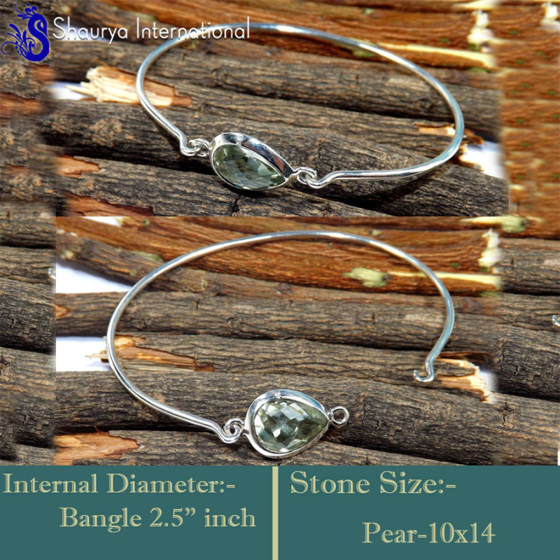 Green Amethyst Cut B - SNB994-Marvellous Latest Style Handmade Designer Bangle 925 Ster