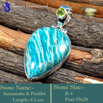 Amazonite & Peridot H - SSP858-Valentine's Offer Gorgeous Two Stone Wholesale Pendants 9